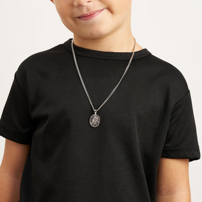 Modern Wrestler Greatness White Gold Set Chain and Pendant on Kids